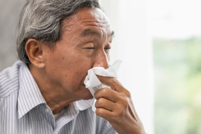 elderly man with the flu
