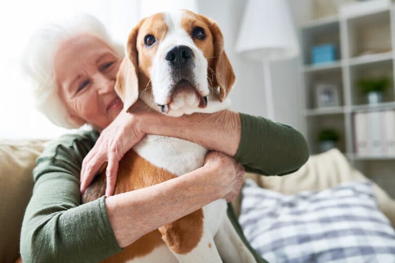 elderly people with dog
